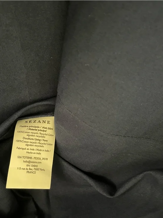 Sézane Sea New York Collaboration Denim Tote Embroidered Blue NWT - Picture 9 of 9